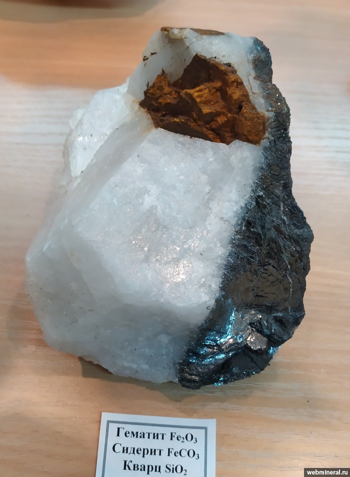 Фотография минерала Гематит, Сидерит, Кварц. Кутимское (Fe) месторождение.