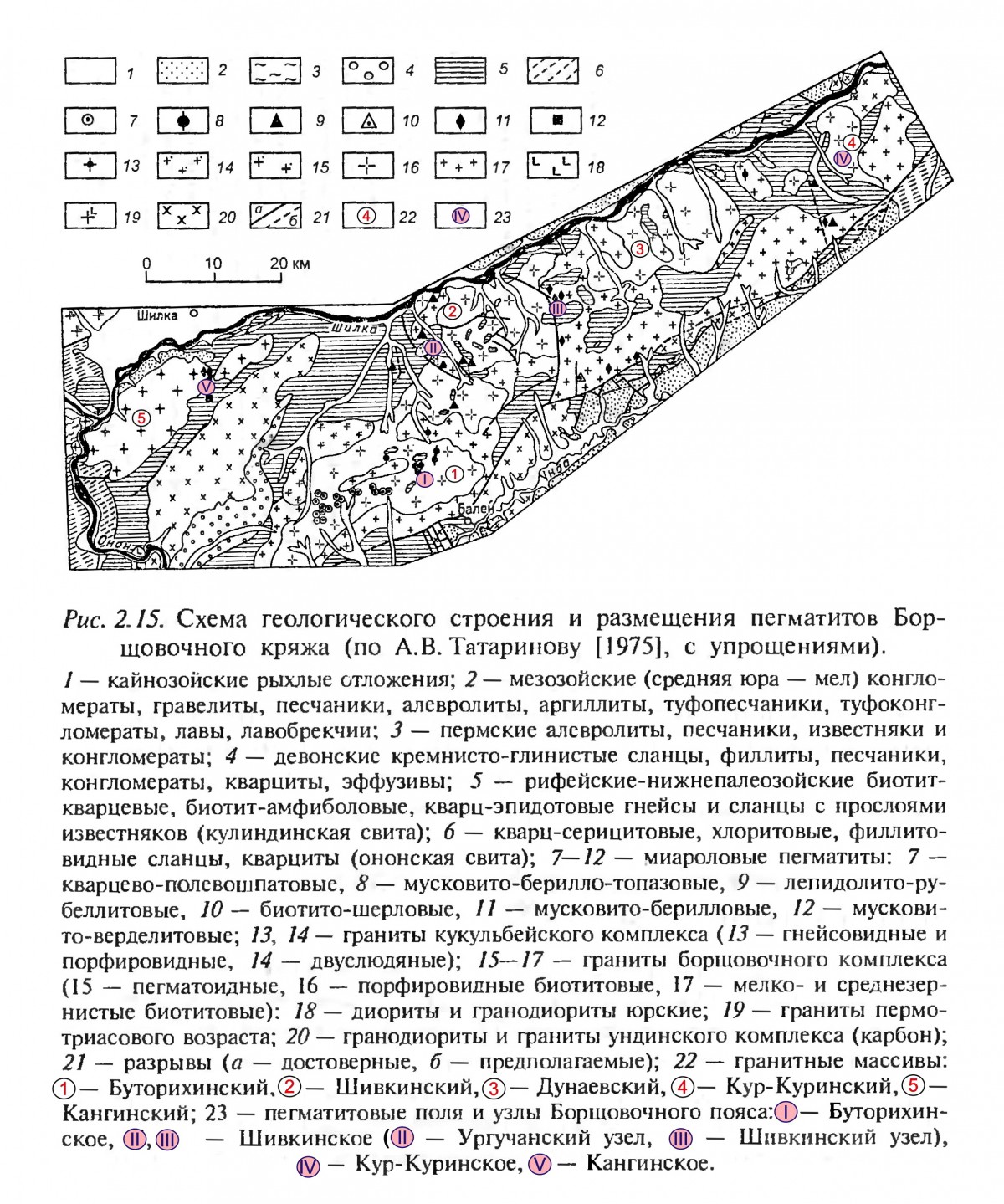 Схема Борщовочного кряжа . Минералы и месторождения. webmineral.ru
