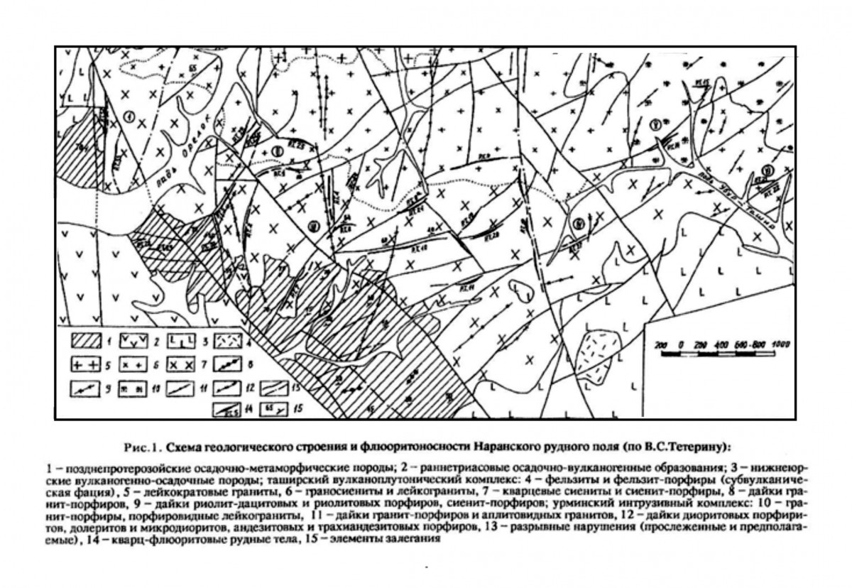 Схема Наранского рудного поля. Минералы и месторождения. webmineral.ru
