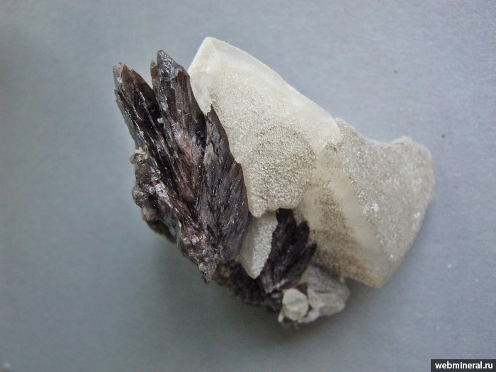 Фотография минерала Аксинит-(Mn), Кальцит. Бор карьер.