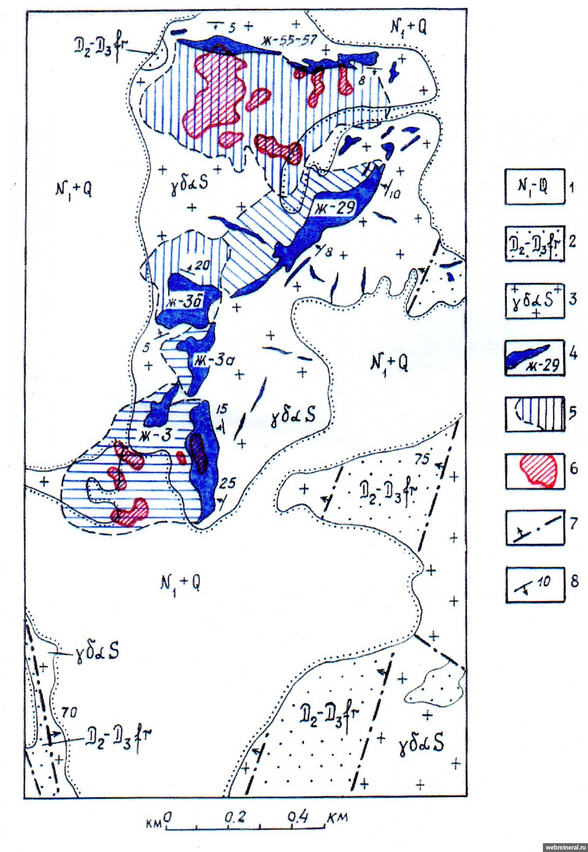 Геологическая схема месторождения Актас-II (по Ю.А. Шатнову, 1972 г.). Фотография месторождения. Актас месторождение, Казахстан.